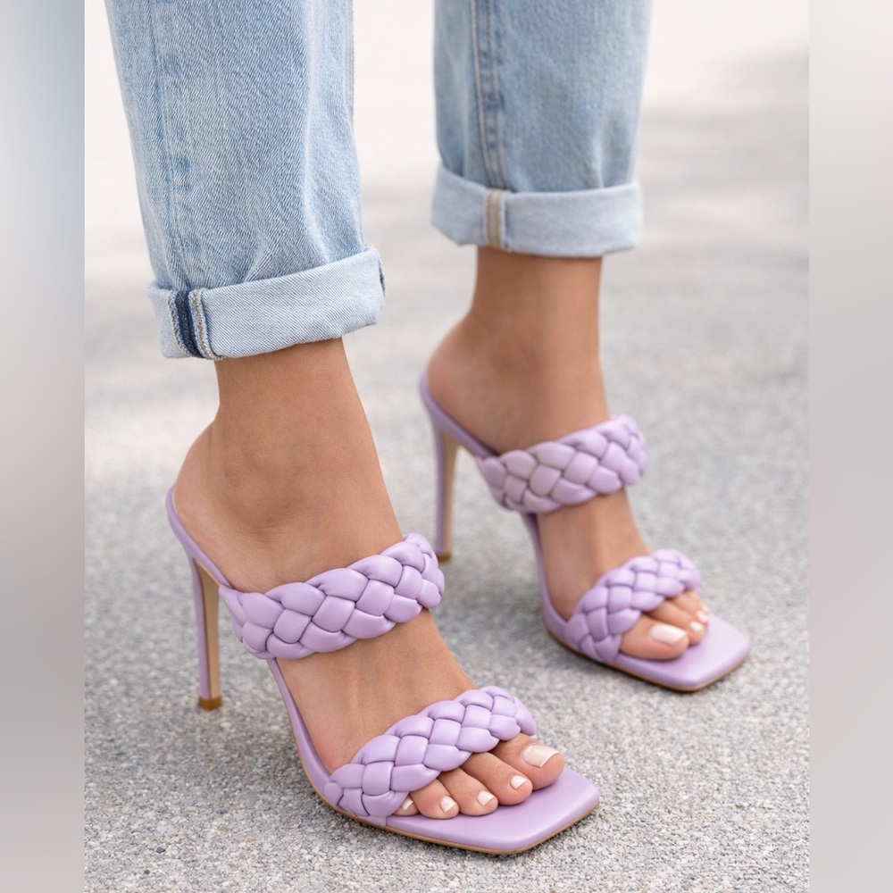 Steve Madden Braided Lilac Double-Strap Mules size 7.5